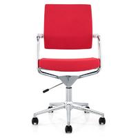 Red Low Back Mesh Office Chairs with Castors and Wheels C211-01