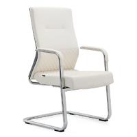 Heavy-duty white leather meeting chair with chrome plated steel frame NO.D101－01
